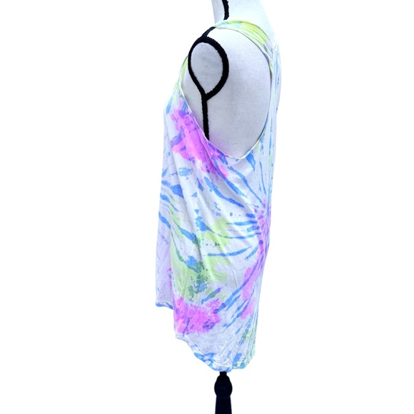 CHASER WHITE, PINK, YELLOW, BLUE TIE DYE RACERBACK TUNIC TANK TOP - Picture 5 of 11